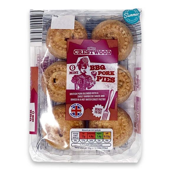 Crestwood 6 Mini BBQ Pork Pies 300g